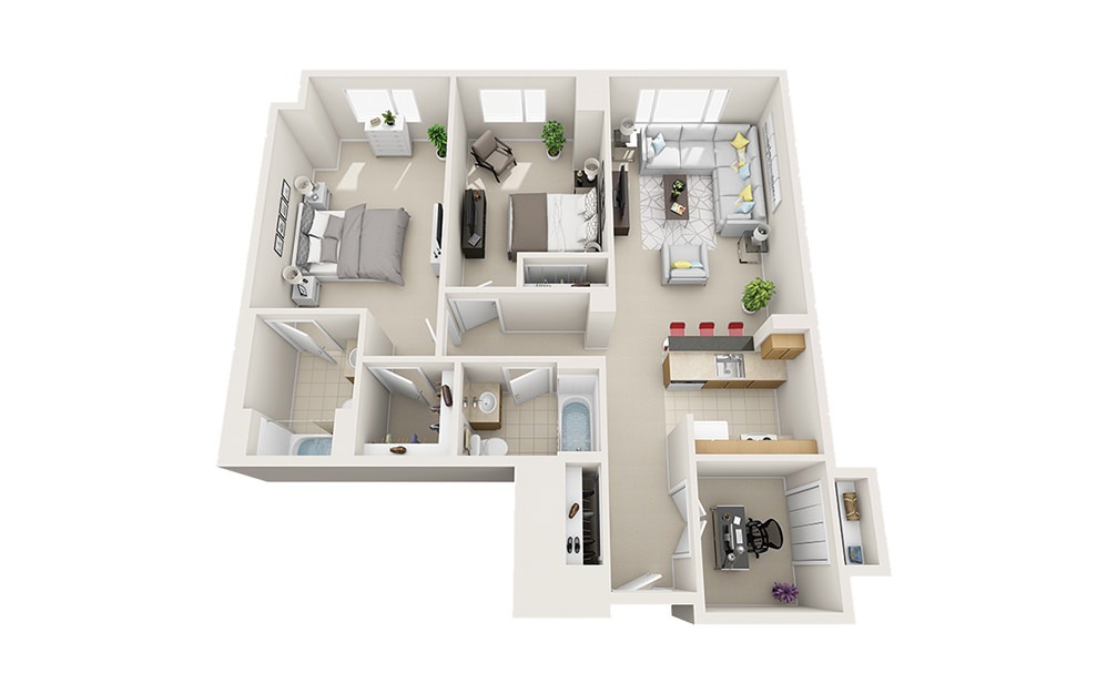 Beachwood - 2 bedroom floorplan layout with 2 baths and 1169 square feet. Beachwood - 2 bedroom floorplan layout with 2 baths and 1169 square feet.