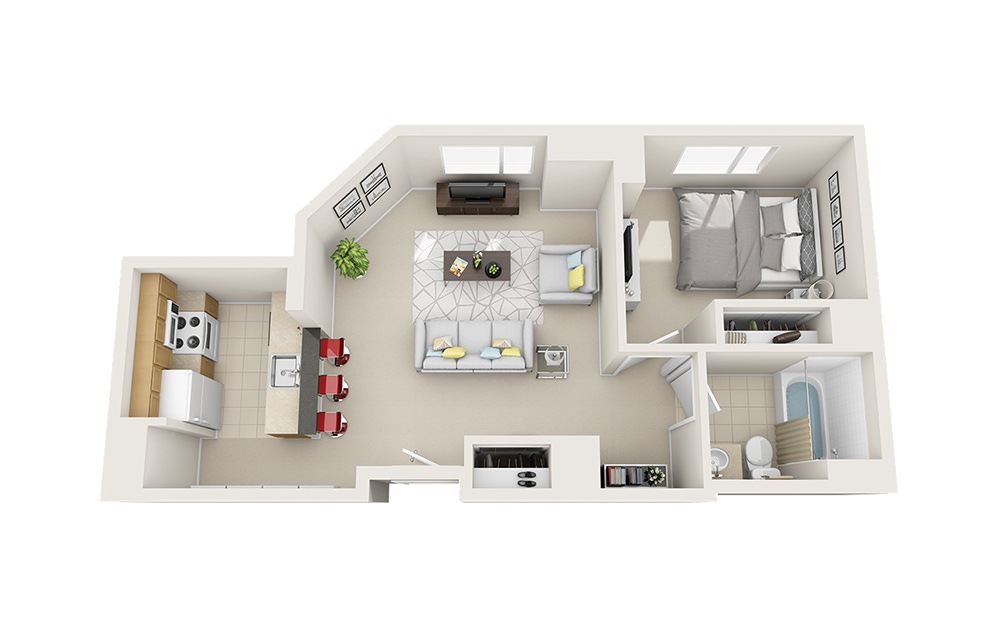 Cubby - 1 bedroom floorplan layout with 1 bath and 660 square feet. Cubby - 1 bedroom floorplan layout with 1 bath and 660 square feet.