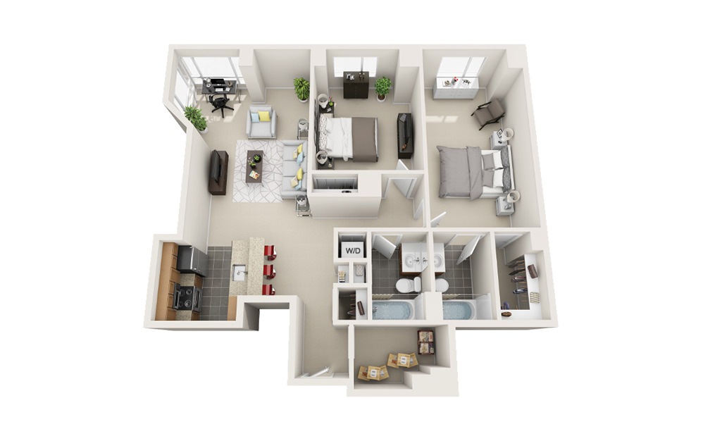 Ferry - 2 bedroom floorplan layout with 2 baths and 1205 to 1210 square feet. Ferry - 2 bedroom floorplan layout with 2 baths and 1205 to 1210 square feet.