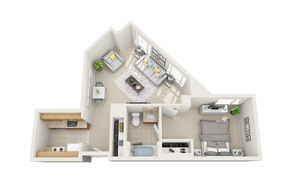 Port - 1 bedroom floorplan layout with 1 bath and 652 to 666 square feet. Port - 1 bedroom floorplan layout with 1 bath and 652 to 666 square feet.