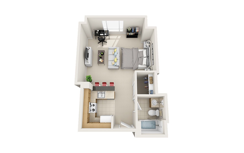 Starfish - Studio floorplan layout with 1 bath and 525 to 533 square feet. Starfish - Studio floorplan layout with 1 bath and 525 to 533 square feet.
