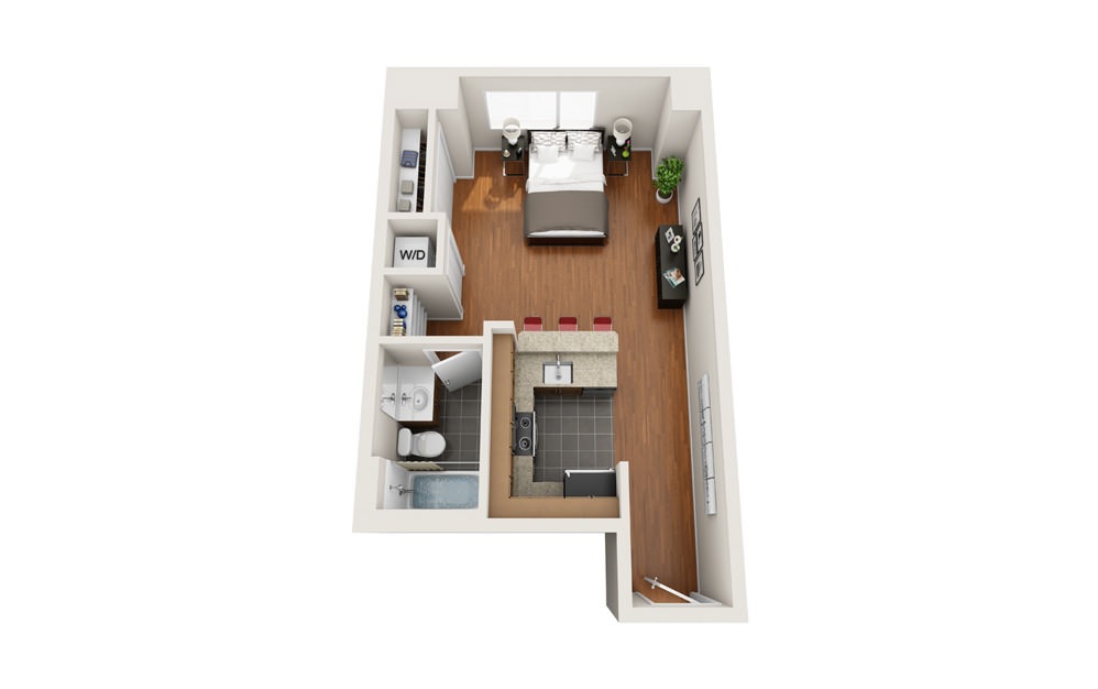 Centerboard - Studio floorplan layout with 1 bath and 476 square feet.