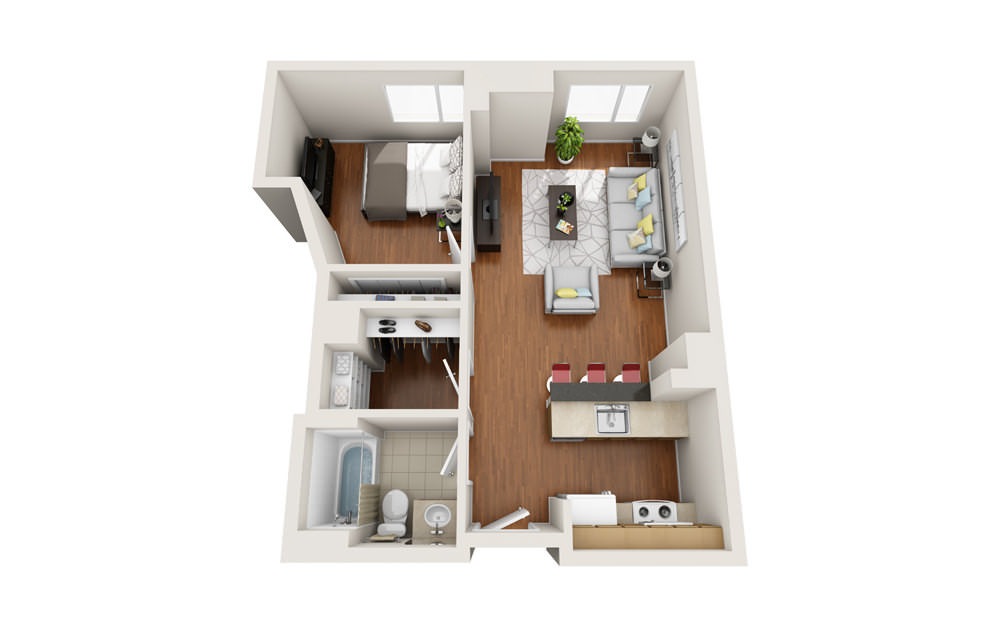 Sea Mist - 1 bedroom floorplan layout with 1 bathroom and 643 - 667 square feet