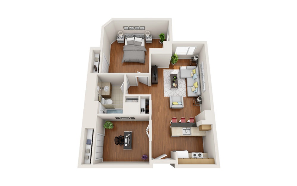 Ship - 1 bedroom floorplan layout with 1 bath and 867 square feet.